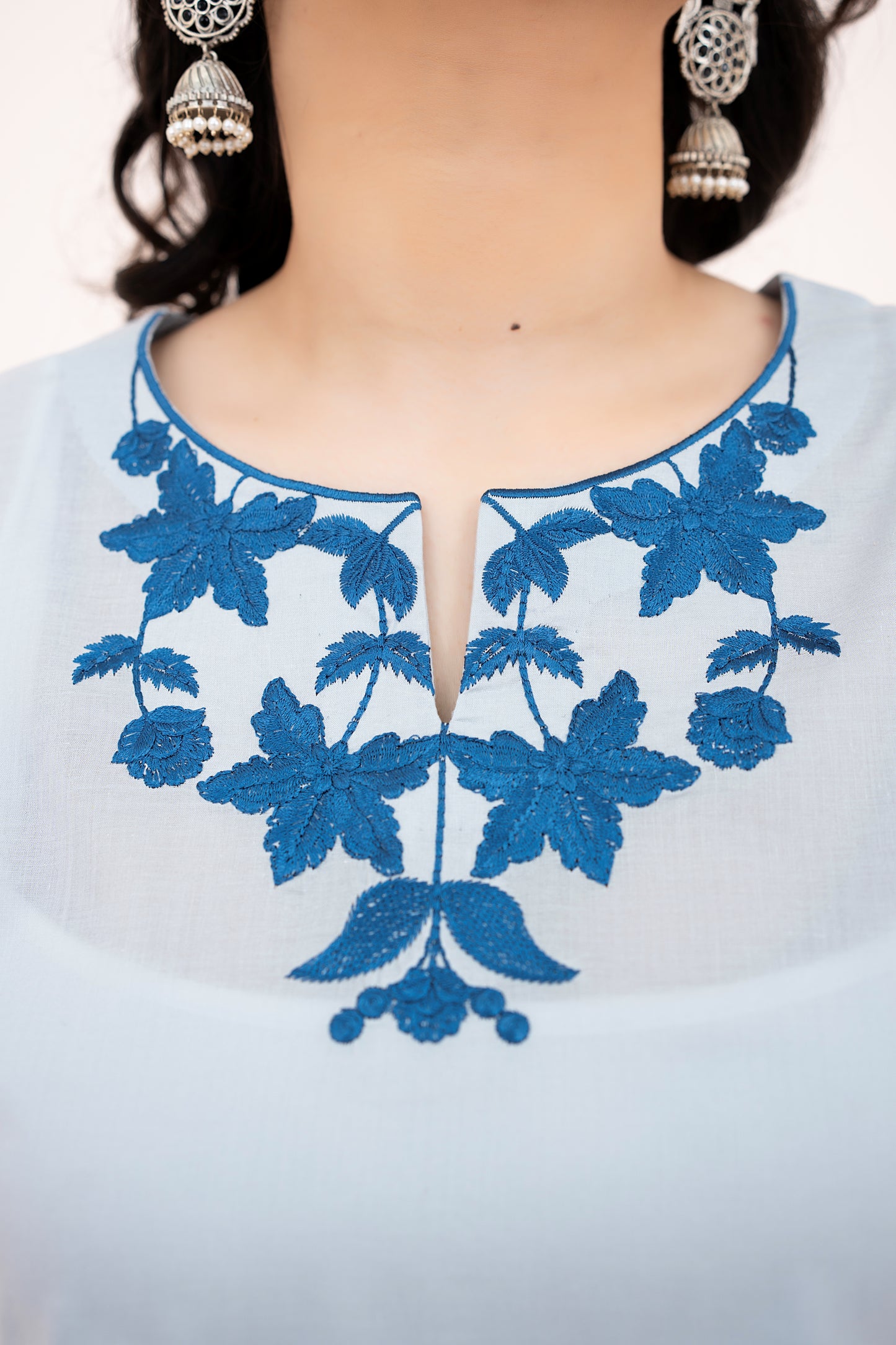 2 PIECE - EMBROIDERED LAWN REGULAR SHIRT WITH BOX TROUSERS - ICE BLUE